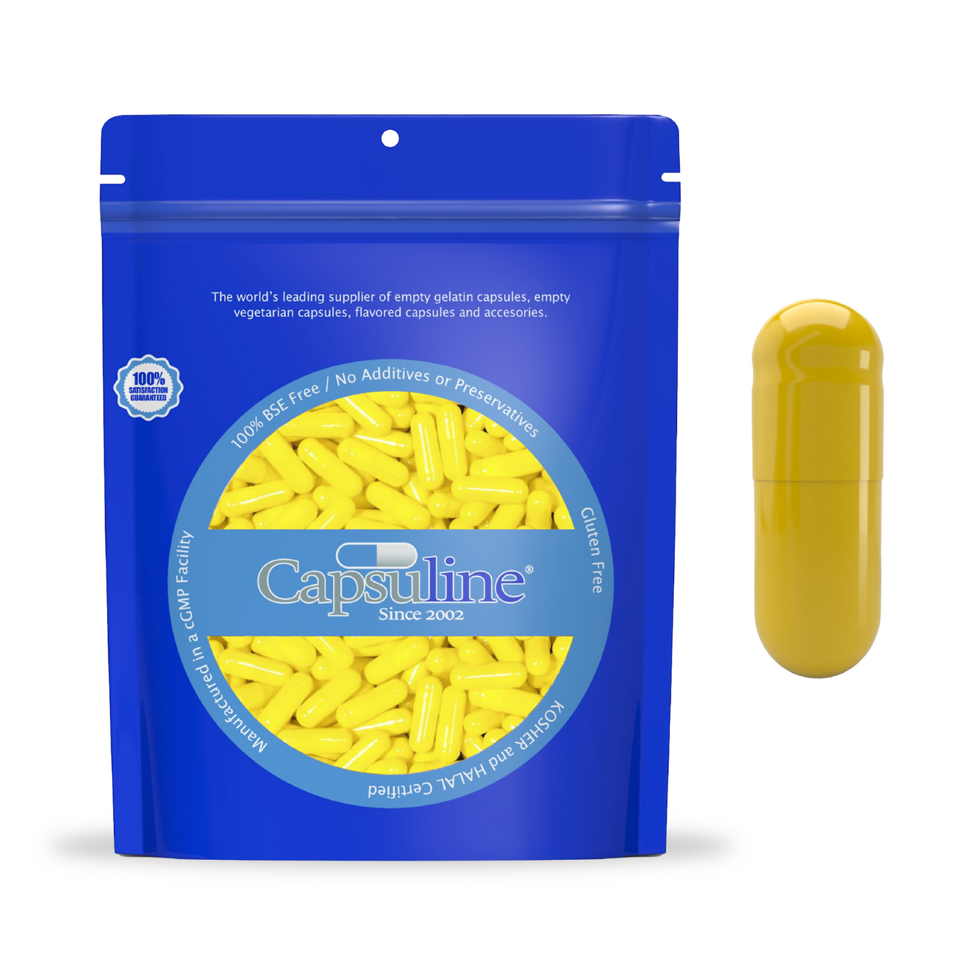 Colored Size 3 Empty Gelatin Capsules by Capsuline - Yellow/Yellow - 5000 Count - 5000